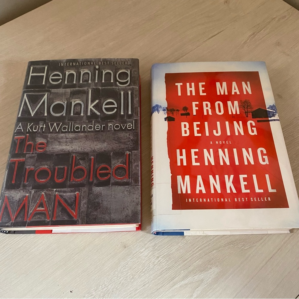 2 Henning Mankell HC ExLibrary Books Man From Beijing & Troubled Man 1st US